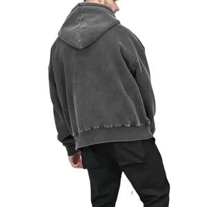 เสื้อฮู้ด400Gsm ดึงโอเวอร์ไซส์สำหรับผู้ชายสไตล์วินเทจฟอกสีลายปักแบบโอเวอร์ไซส์ซักได้ - Product Image 4