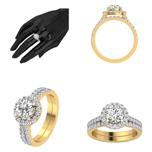 Women's 18K Solid Gold Yellow White Gold Wedding <b>Band</b> <b>Ring</b> 1.66 Cts VS Clarity EF Color Brilliant Cut Lab Grown Diamond Jewelry - Product Image 4