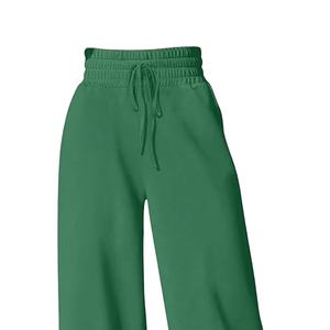 Pantalon taille mi-haute pour femme, coupe ample, avec cordon de serrage, poches, taille élastique, 100% polyester, couleur unie, effet ventre plat, respirant, séchage rapide, écologique - Product Image 1