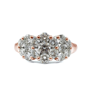 Drop Shipment Classic High End 18k Solid Rose Gold Natural Diamond Round Small Cluster Ring for Women Wedding Anniversary Party - Product Image 1