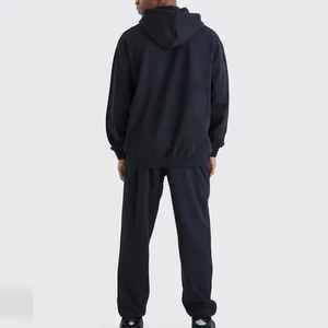 Survêtement en polaire Tech de marque personnalisée, ensemble standard d'hiver gris chiné foncé respirant 66% coton 34% polyester coupe-vent - Product Image 4