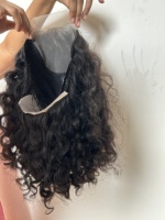 Perruque frontale 5x5, cheveux humains indiens vierges Remy bouclés bruts, brun moyen, cuticules entièrement alignées, sans colle, pour perruque à dentelle