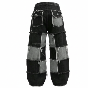 Jean ample décontracté pour homme, coupe baril, jambe large incurvée, personnalisable, en denim de haute qualité, tendance mode, hiver automne - Product Image 2