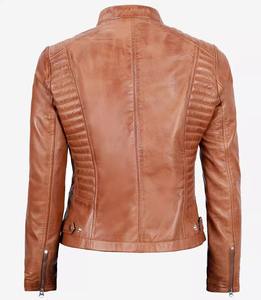 Femmes de haute qualité en cuir d'agneau matériel Tan couleur Vintage Streetwear vestes en cuir pour femmes vestes en cuir personnalisées - Product Image 6