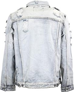 2024แจ็คเก็ตสตรีทสำหรับผู้ชายผ้าเดนิมสีดำพิมพ์ลายขนาดใหญ่สำหรับฤดูหนาว - Product Image 4