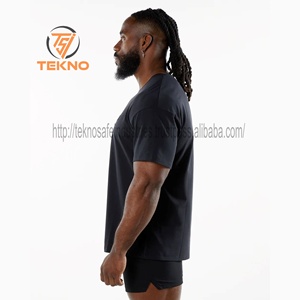 Camiseta de algodón 100% para hombre con hombros descubiertos y cuello redondo de gran tamaño de alta calidad, estampado personalizado, estilo cuadrado liso, longitud larga, Parte delantera en blanco - Product Image 3