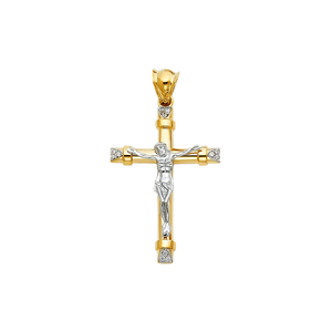 Top Tendance 14K Jaune Or Rose Bicolore Plaqué Enfants Religieux Crucifix Fantaisie Décoratif Christian Bijoux Zircon Métal - Product Image 1