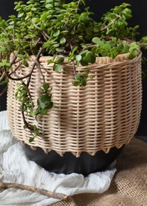 Handmade planters customized design & size decorative core planters Rattan weaved planters flower <b>pots</b> with metal base - Product Image 3
