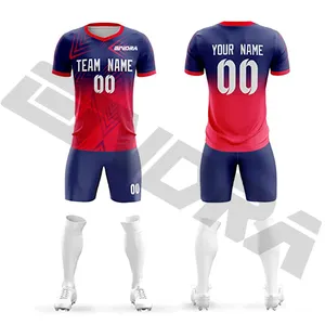 Service Oem Design personnalisé gratuit sur tout le maillot imprimé vente en gros Logo personnalisé respirant Polyester fait uniforme de football