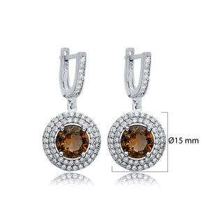 Pendientes colgantes geométricos de sultanita de diseño redondo CZ PIEDRA DE CAMBIO DE Color al por mayor joyería de plata 925 hecha a mano - Product Image 2