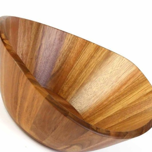 OEM/ODM, venta al por mayor, logotipo de grano de madera maciza, pieza completa personalizada, cuencos de sopa de madera de acacia, juego de cuencos de ensalada redondos - Product Image 3