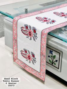Cubierta de camino de mesa rectangular impresa con bloque de mano de algodón moderno, lavable ecológico, personalizable, diseño Floral indio hecho a mano - Product Image 4