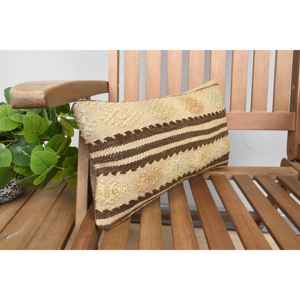 หมอนขนปุยสีเบจ8x16นิ้วหรูหราดอกไม้ขนปุยชนบทสำหรับเตียงโซฟาแบบพกพาการออกแบบการเย็บปะติดปะต่อกันที่ทอวินเทจ - Product Image 2