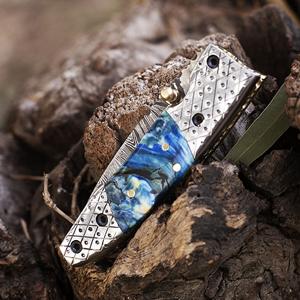 Customizable Professional Handmade Damascus Steel Folding Pocket <b>Knife</b> Leather Sheath OEM <b>Utility</b> <b>Knife</b> Inner Lock Wholesale - Product Image 4
