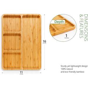 Vietnam Wholesales Spun Bamboo Serving <b>Tray</b> 2 Packs 4 Sections with Rectangle Shaped Tableware Restaurant to Store <b>Food</b> - Product Image 2