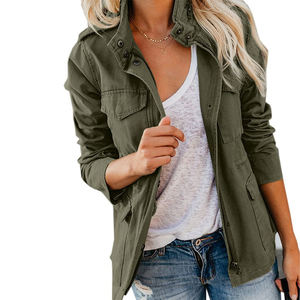 Último diseño moda Tendencia Invierno transpirable Mujer chaqueta de alta calidad con cremallera chaqueta de lona de algodón para mujer - Product Image 3