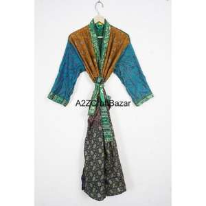 Kimono Maxi de Seda 100% para Mujer, Elegante, Cómodo, Transpirable, Diseño de Parches, Bata Larga para Dormir, Otoño, Invierno, Verano - Product Image 1