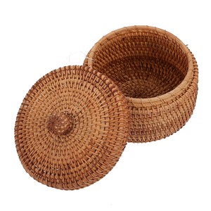 Handcrafted Round <b>Rattan</b> <b>Storage</b> Basket with Lid for Elegant Home Decor and Organization - Product Image 3