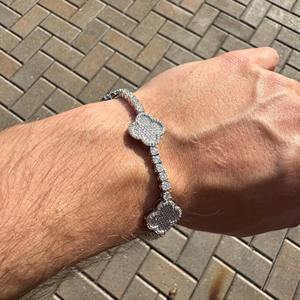 RB Gems Custom 925 Sterling Silver VVS Moissanite Fine Charm Bracelet Hip Hop Style Iced Cuban Link Chain Cross Branded Jewelry - Product Image 5