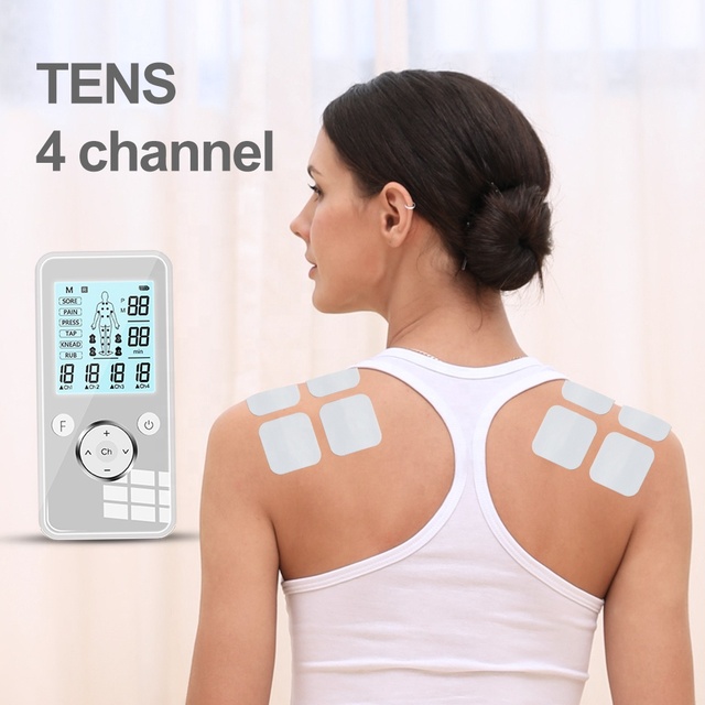 Electric TENS Digital Massager 4 Channel Tens Unit Muscle Stimulator Electronic Pulse Massager With Pads for Pain Relief