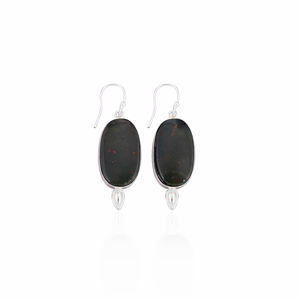 Pendientes de Piedra de Sangre Plateados en Latón Hechos a Mano para Atuendos Diarios, Pendientes Colgantes de Latón Modernos para Eventos Especiales - Product Image 1