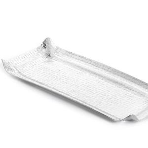 Plateau de service en aluminium martelé à la main sans poignées et plaqué argent parfait pour le thé ou le dessert - Product Image 2