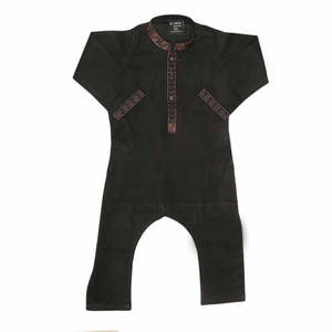 Costume Shalwar brodé pour garçons - Noir - Product Image 4