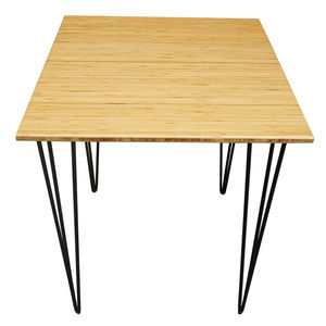 SFBCF003- 60cm Square Minimalist Coffee <b>Table</b> Durable Hairpin Iron Stand with <b>Bamboo</b> and Reeds Handmade Eco-Friendly Design - Product Image 2