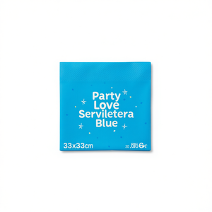 Serviettes de table Party Love bleues 33x33cm, lot de 12, pour la décoration de table de fête - Product Image 2