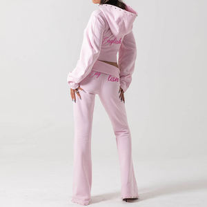 Conjunto Deportivo de Dos Piezas para Mujer, 100% Algodón, Elástico, Cuello en V, Estilo Hip Hop, Reversible, Transpirable, para Invierno - Product Image 5