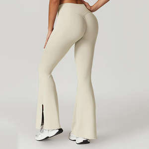 Leggings de yoga évasés taille haute pour femmes de haute qualité avec contrôle du ventre Logo personnalisé Style de pantalon à motif solide - Product Image 6