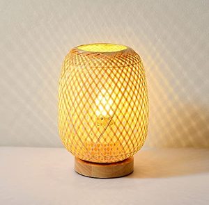 Handmade Rattan Lamp Shade Customized Design Farmhouse Style Desk Lamp with Warm White LED <b>Lighting</b> Creative Weave - Product Image 2