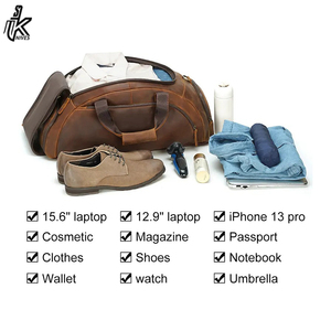 Sac de voyage week-end multifonction en cuir de vachette pleine fleur, nouveau design, pour hommes - Product Image 5