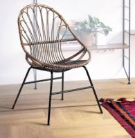 Nouvelle Arrivée Chaise de Loisirs Traditionnelle Rosa en Rotin Naturel avec Pieds en Métal Thermolaqué pour Hôtel, Villa, Salon, Salle à Manger