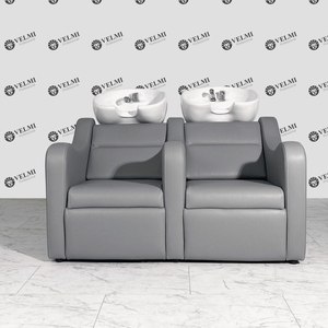 Sillón de Barbería Reclinable Moderno con Lavacabezas Doble, Tapizado en Cuero Sintético - Product Image 2