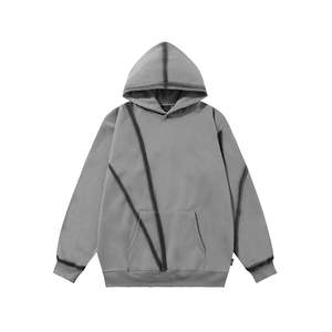 Nouveau sweat à capuche streetwear pour homme, en polaire épaisse unie, à épaules tombantes, personnalisable par sérigraphie, en polyester/coton - Product Image 5