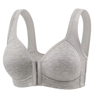 Reggiseno Non cablato da donna con chiusura frontale tinta unita a copertura completa coppe fisse comode e traspiranti Lingerie di un pezzo per metà - Product Image 1