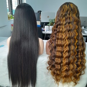 Perruques de cheveux humains Lace Front Deep Wave Kinky bouclés 32 pouces cheveux bruts donateur unique cheveux bruts doublement étirés cheveux humains bruts vietnamiens - Product Image 3