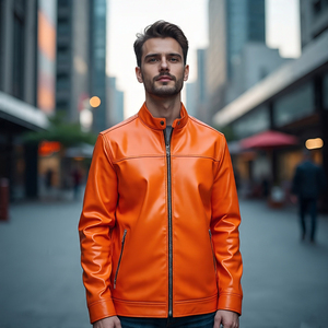 Fabricación de chaquetas de cuero genuino para hombre de alta calidad PU cuero pecho bolsillo chaqueta para hombre motocicleta Slim Fit Biker abrigos hombres - Product Image 3