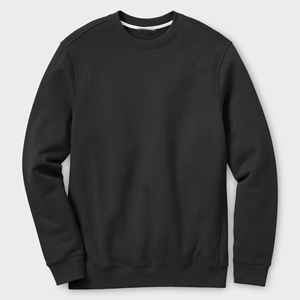 Sudadera de cuello redondo liso negro unisex, Jersey de algodón pesado, Top de calle - Product Image 1