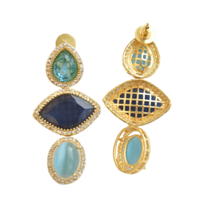 Pendientes de Racimo de Latón Premium, Chapados en Oro, con Circonita, Cristal Curativo Genuino, Acabado de Latón Antiguo, Diseño Boho Chic, Premium B2B - Product Image 5