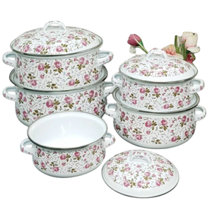 หม้อปรุงอาหารทำจากสเตนเลสสตีลทาสีด้วยมือและแก้วที่เสิร์ฟอาหารสำหรับบุฟเฟต์ - Product Image 2