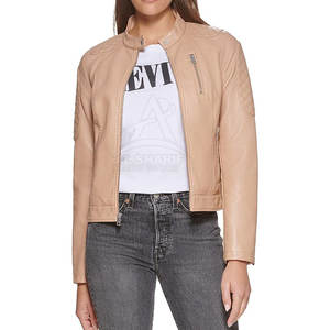 Chaqueta de cuero genuino para mujer Chaqueta de cuero de moda con cremallera para uso en invierno a la venta - Product Image 2