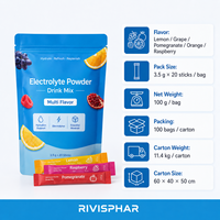 Poudre Énergisante Électrolytique Végane Sans OGM Saveur Framboise Bleue Sans Sucre Sans OGM 10g Protéines Pour Adultes