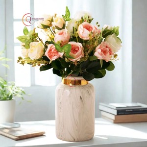 Vase en marbre blanc Pot de fleur affichage de fleurs mariage pendaison de crémaillère cadeau table pièce maîtresse décor décor décor à la maison à coût réduit - Product Image 2