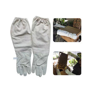 Gants anti-piqûre pour apiculteurs en cuir grainé 3 couches gants d'apiculture longue manchette en toile avec fermeture élastique - Product Image 3