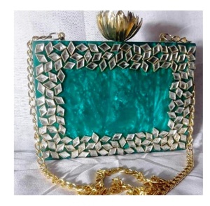 Bolso de mano de resina de diseñador, accesorio elegante para mujer, toque artístico moderno, cierre magnético impermeable, patrón de piedra para la noche - Product Image 1