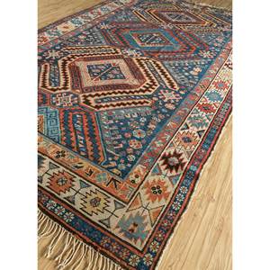 Alfombra de Lana Azul Aalam Anudada a Mano con Patrón Geométrico Rectangular de 10 mm de Grosor para Sala de Estar y Hogar - Patk-24 - Product Image 2