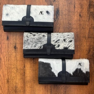 Billeteras de piel de vaca con pelo oculto para mujer, bolso de mano con estampado de piel de vaca auténtica, regalos - Product Image 1