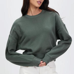 Pas cher prix goutte épaule coton éponge tissu femmes sweat haute qualité Logo personnalisé 2025 femmes vêtements surdimensionnés sweats - Product Image 4